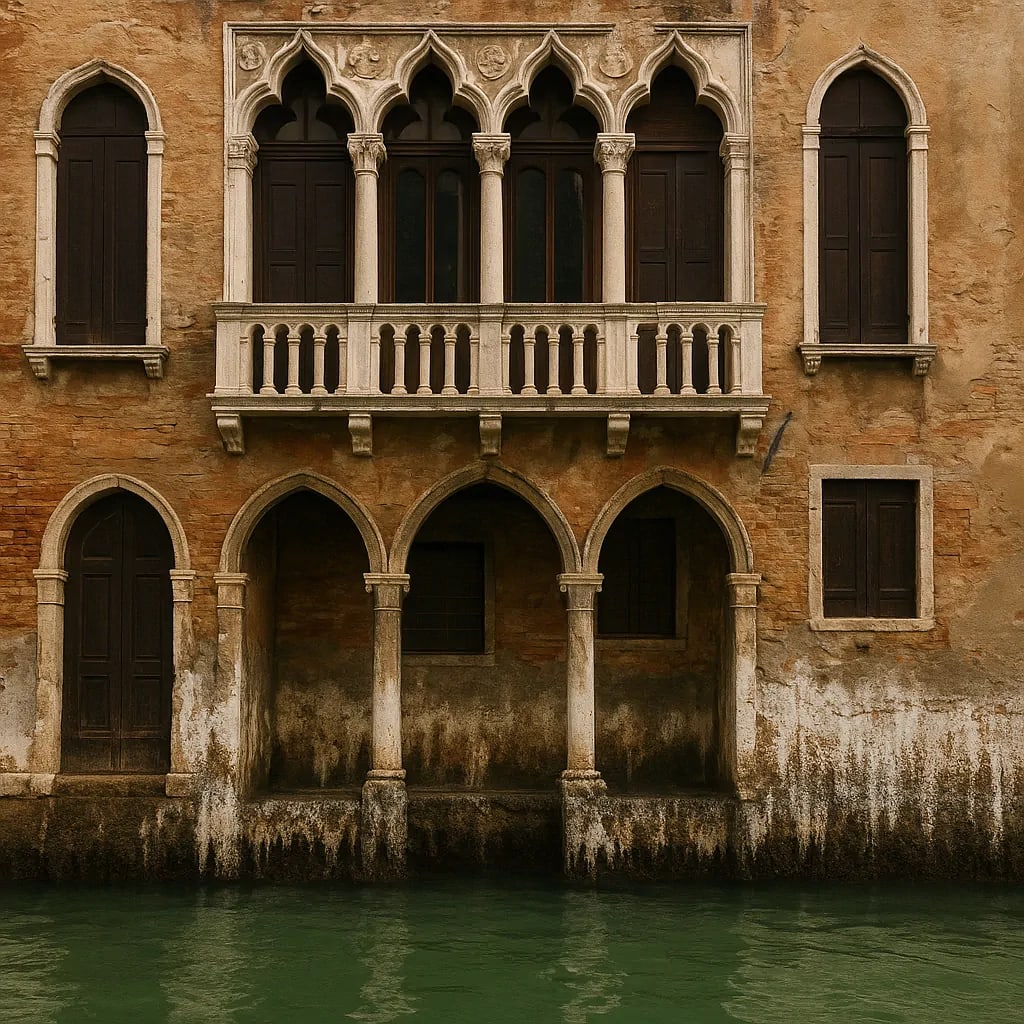 Historic Venetian architecture showing salt water damage and deterioration. Historic Venetian architecture showing salt water damage and deterioration.