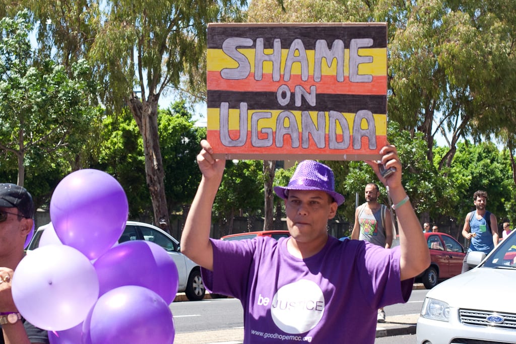Cape Town Pride participants protested in support of LGBT rights in Uganda. Photo by 
Samantha Marx.
