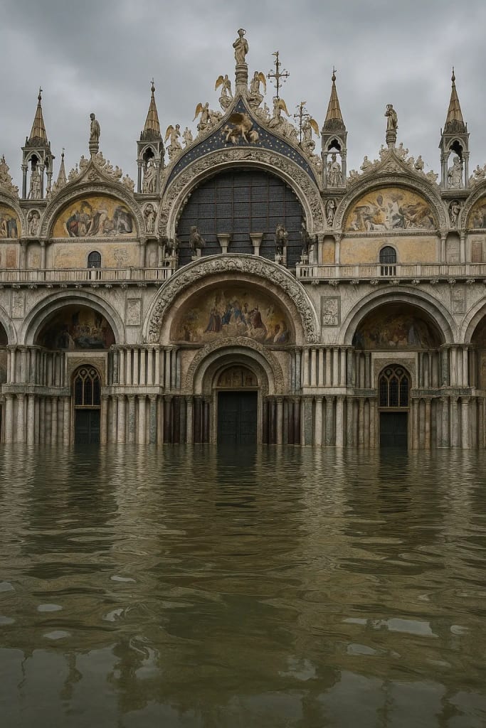 St. Mark's Basilica threatened by frequent flooding and salt water intrusion. St. Mark's Basilica threatened by frequent flooding and salt water intrusion.