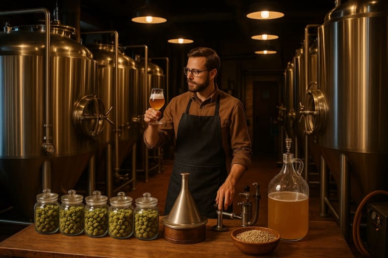 The history of beer: humanity’s oldest brew and its impact on civilisation. Modern craft brewery showcasing contemporary brewing technology and artisanal practices.