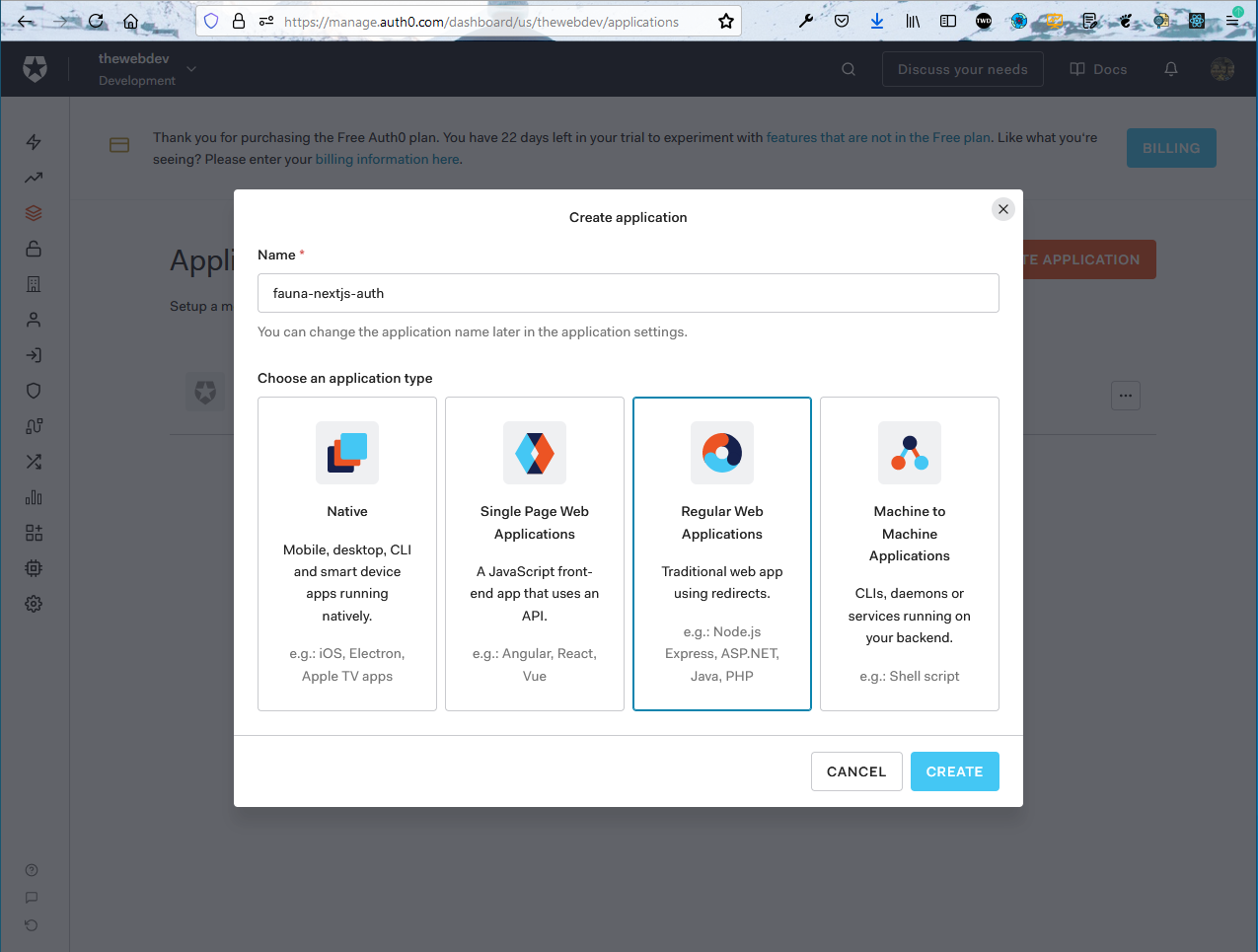 Create Application