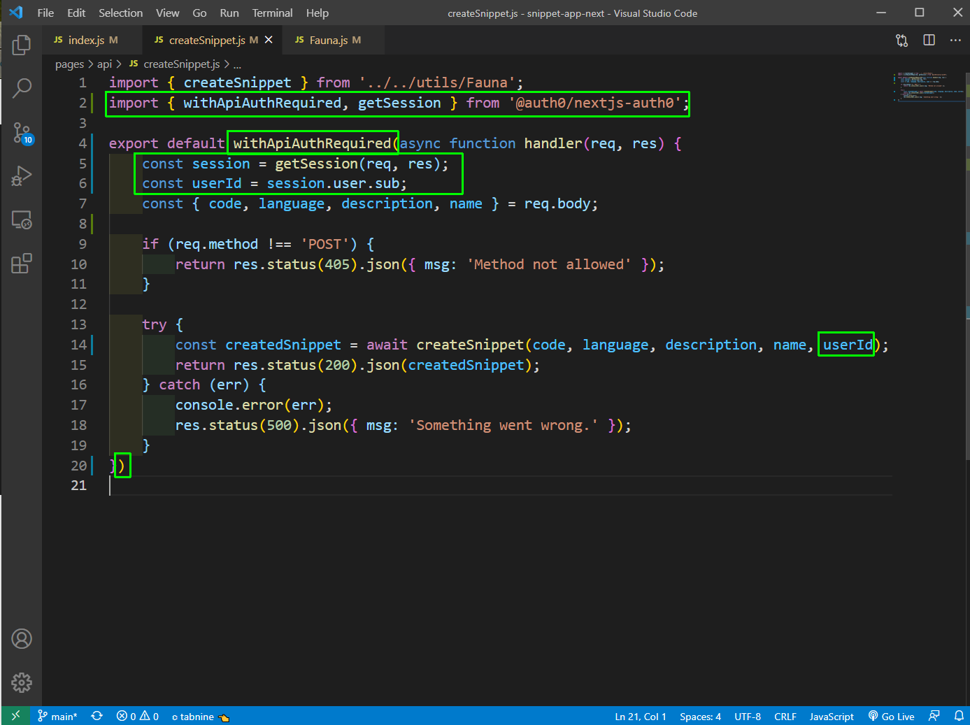 createSnippet.js