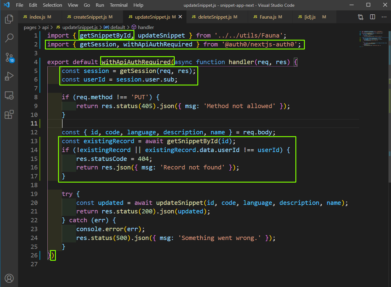updateSnippet.js