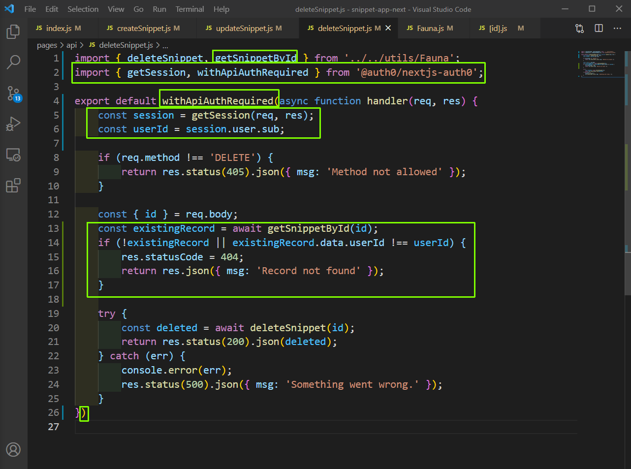 deleteSnippet.js