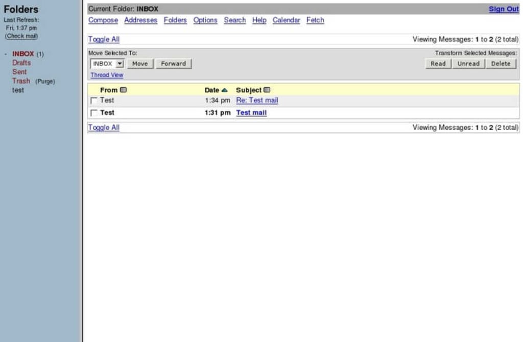 SquirrelMail Two Column Message List.
