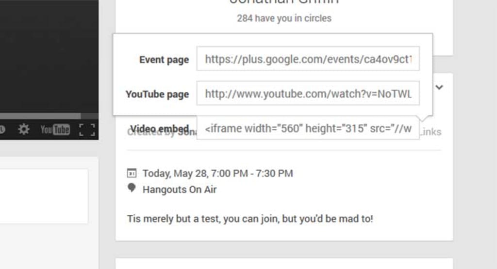 Google Hangout links.