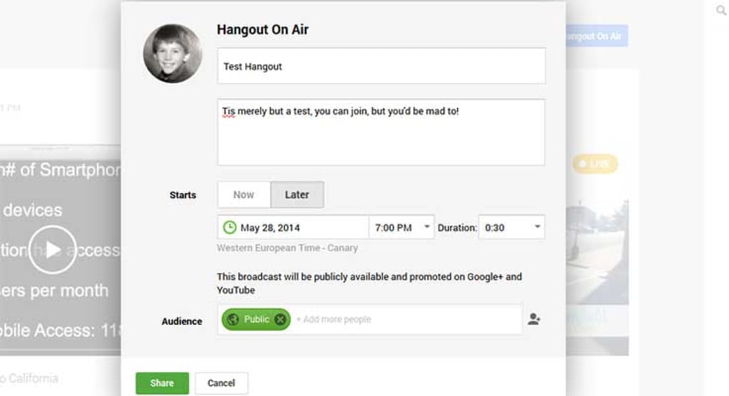 Setup your hangout.