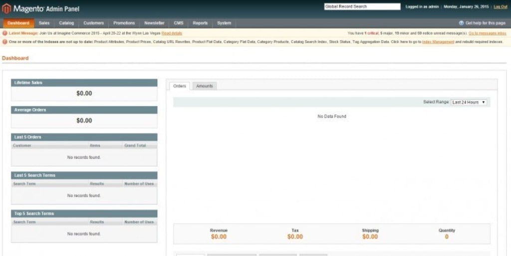 Dashboard - Magento Admin.
