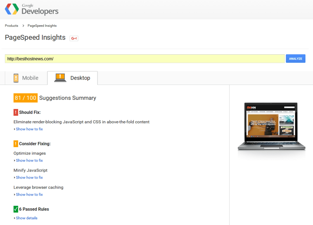 PageSpeed Insights.