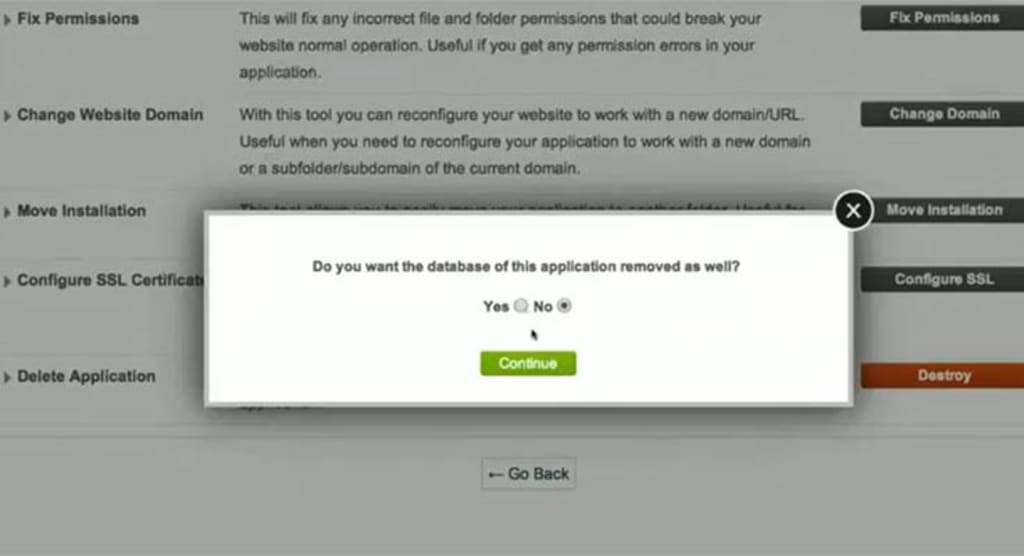 Delete application.
