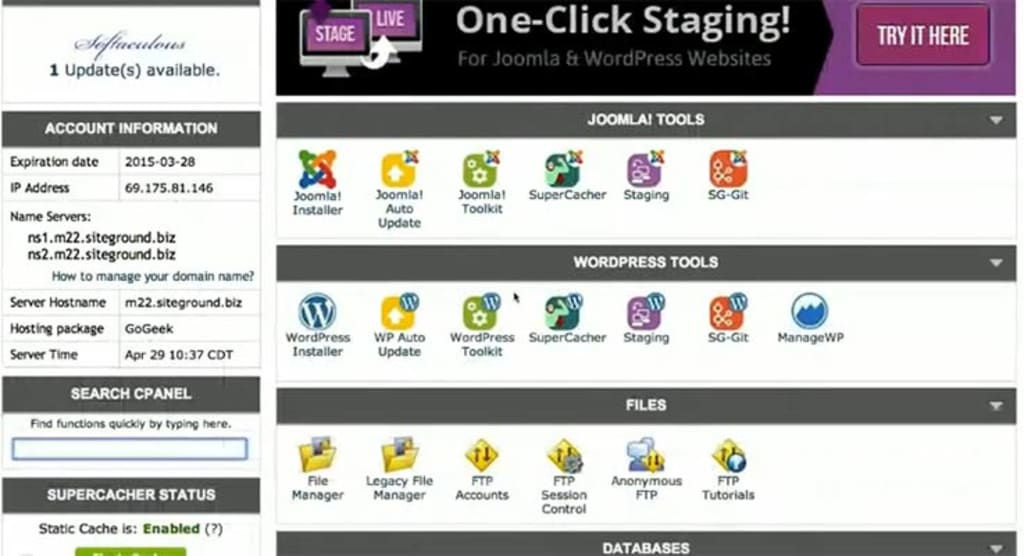 SiteGround toolkit cPanel.