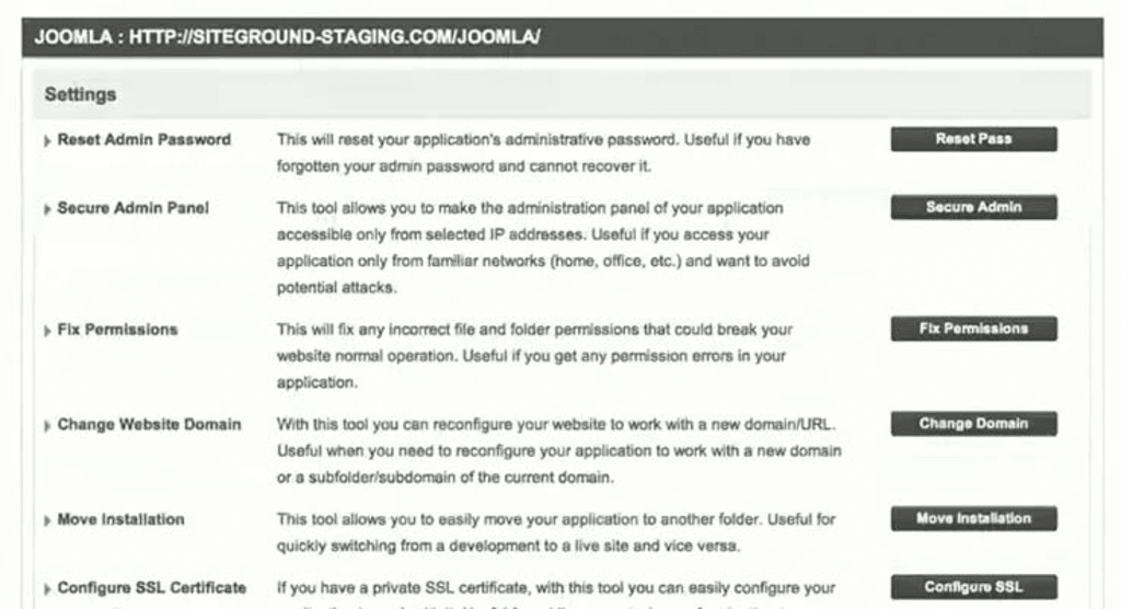 Manage your websites with the SiteGround Tools.