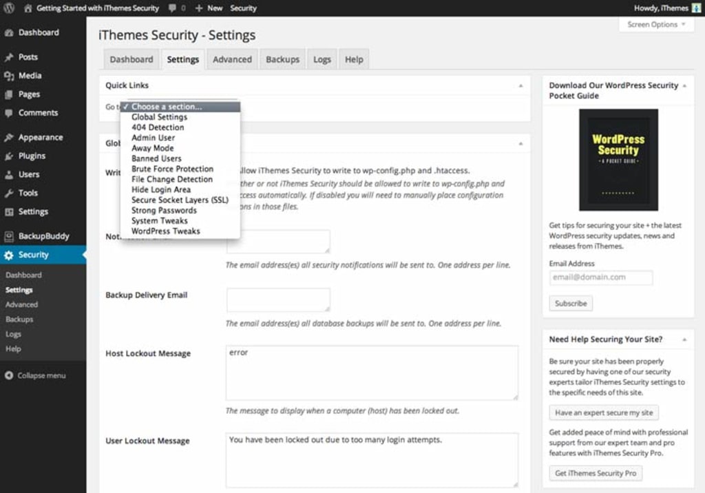Settings tab.