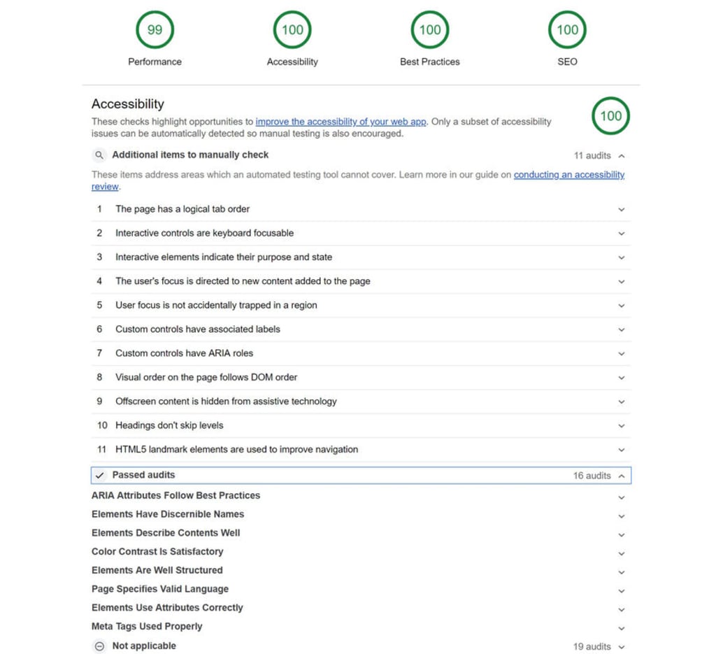 Use web.dev to check for accessibility.