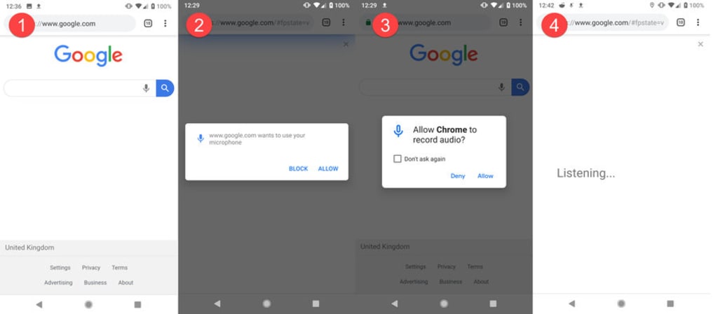 Google Voice Search on Chrome for Android.