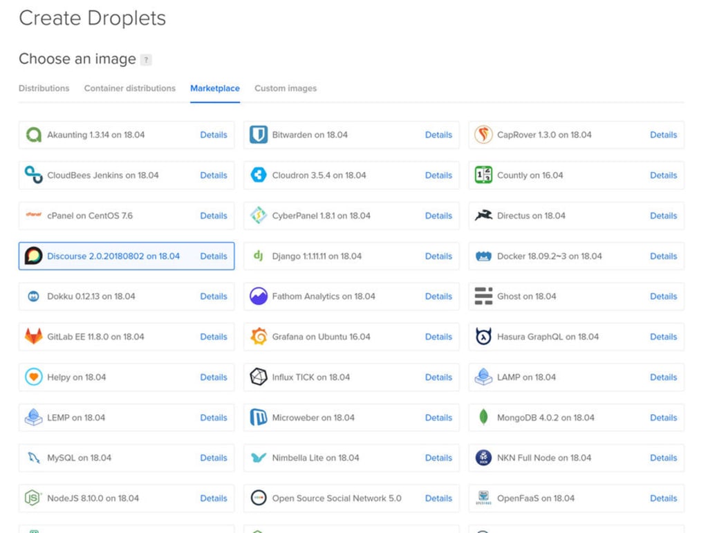 Digital Ocean Marketplace.