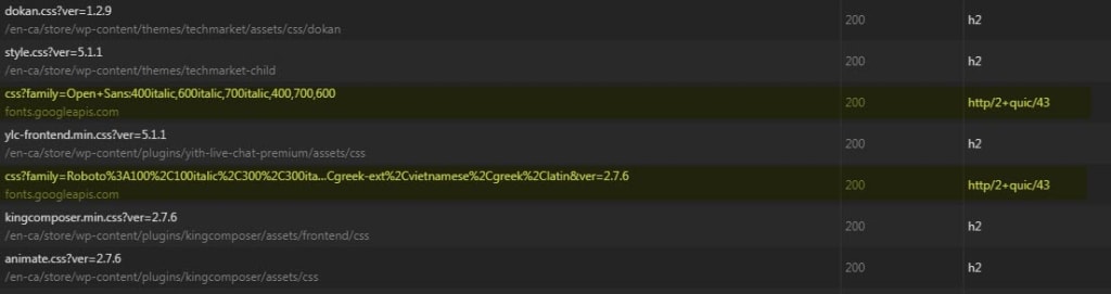 Google Fonts use QUIC.