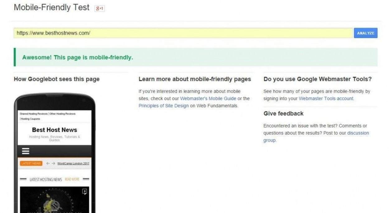 Google's mobile testing tool.