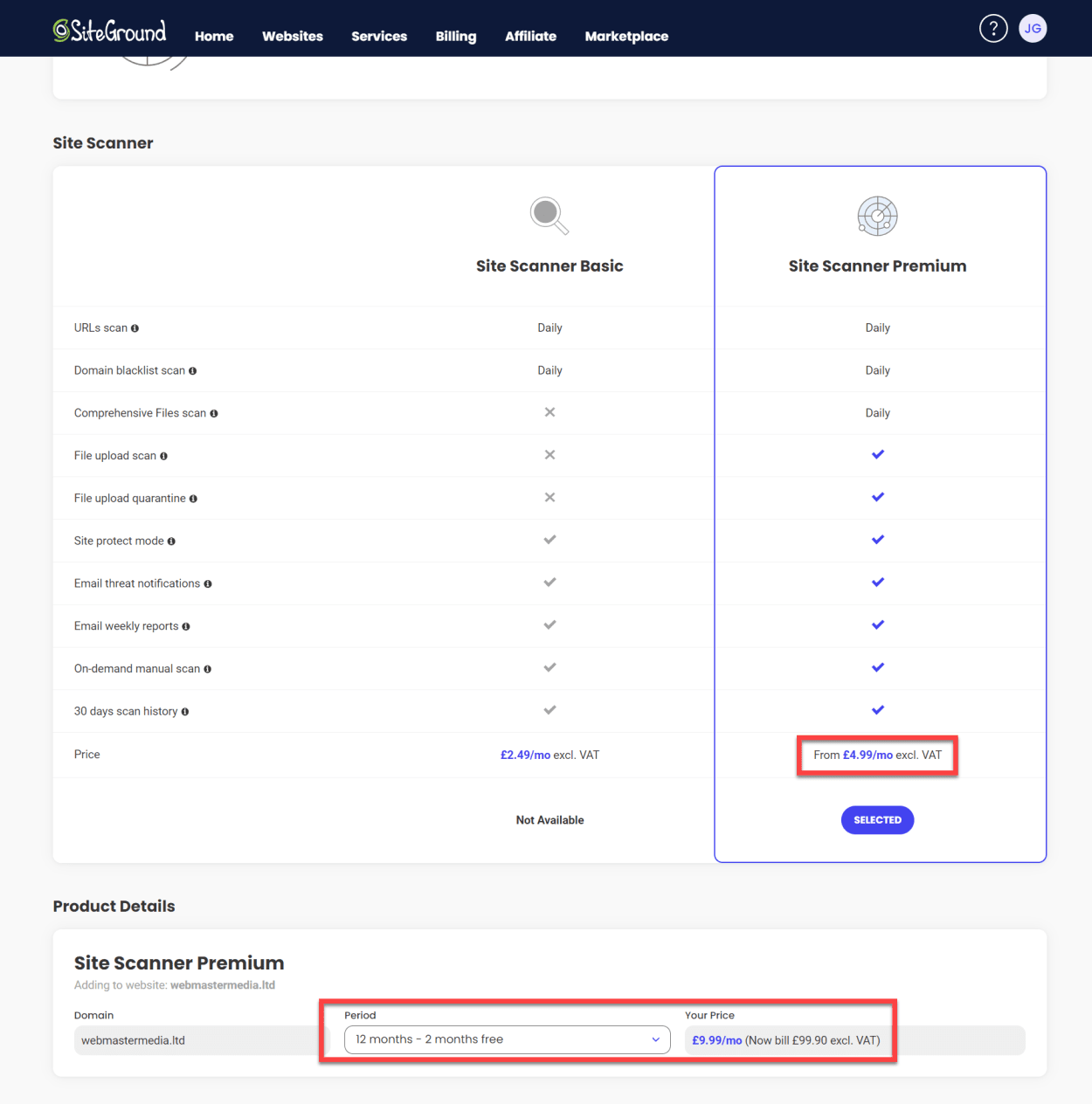 SG Site Scanner Cost