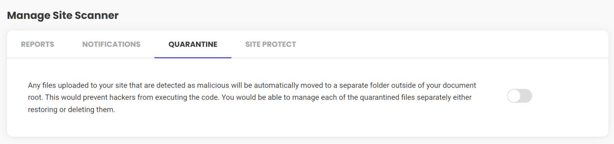 SiteGround's SG Site Scanner quarantine