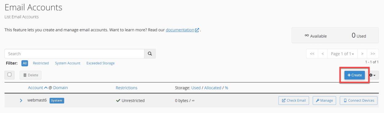 Creating email address with TMD Hosting