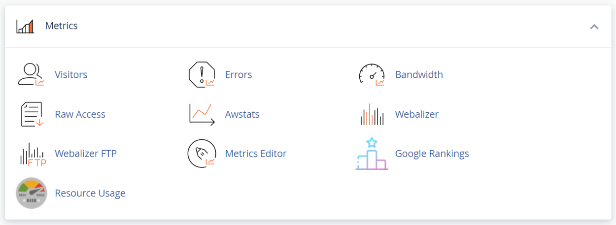 TMD Hosting cPanel Metrics Features.