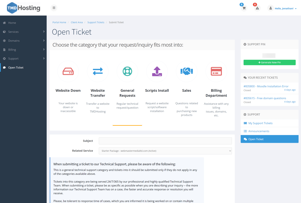 TMD Hosting knowledgebase articles