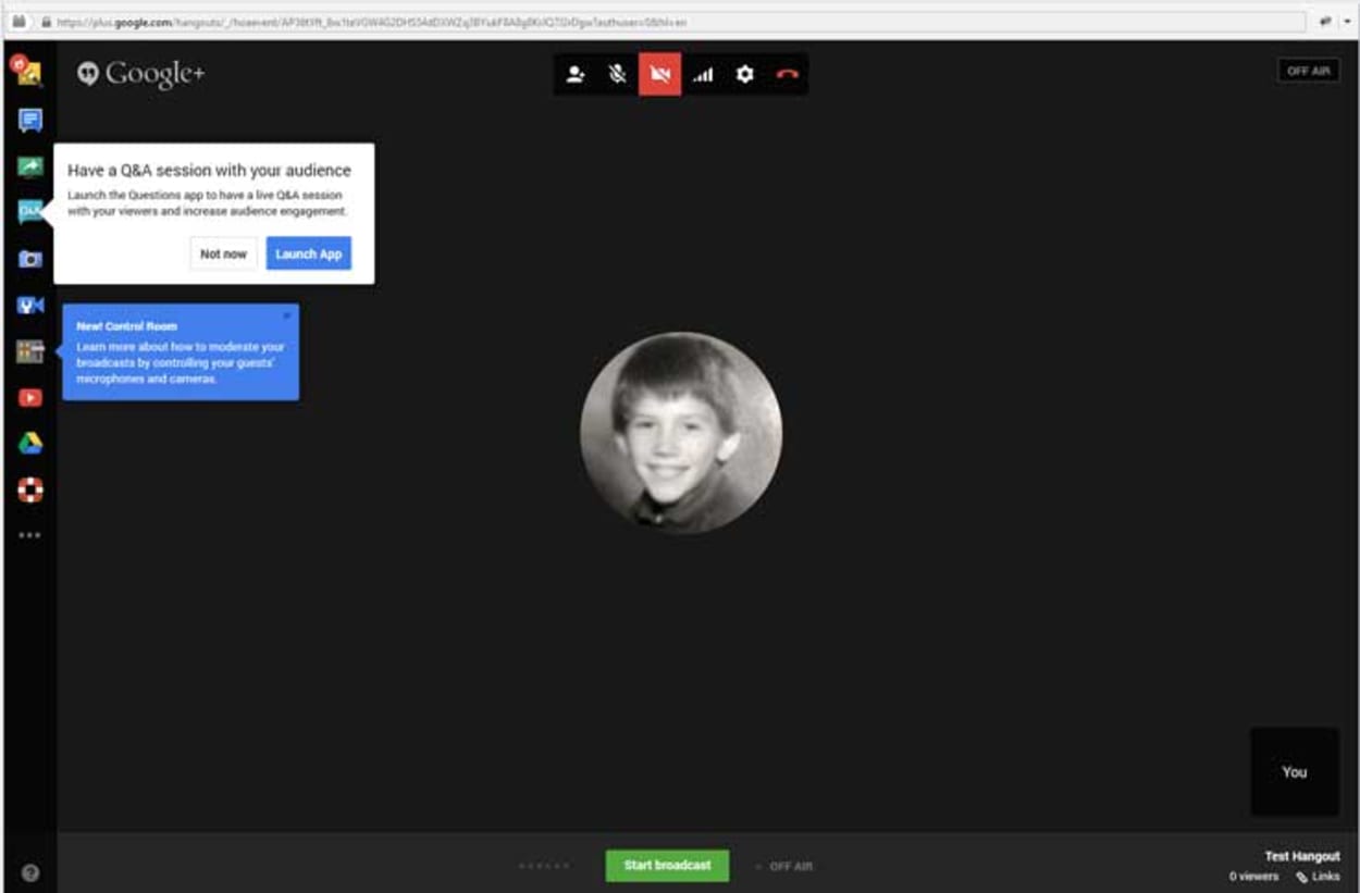 Google Hangout control room.