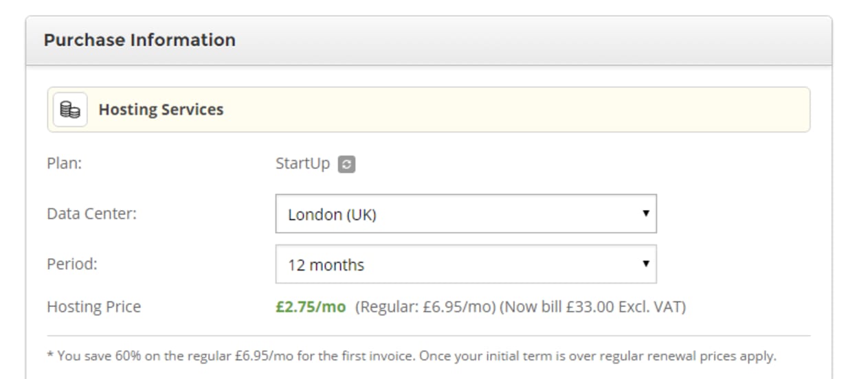 SiteGround Web Hosting Order server location.