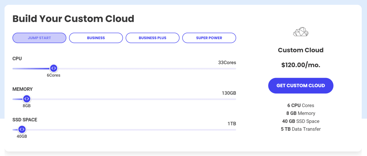 SiteGround Custom Cloud Plans