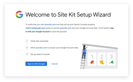 Site Kit setup wizard.