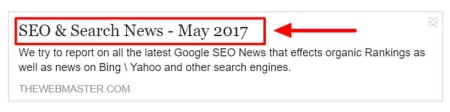 A screenshot showing the title element in Social Media
