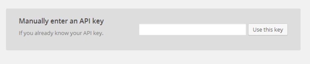 Manually enter an API key. Manually enter an API key.