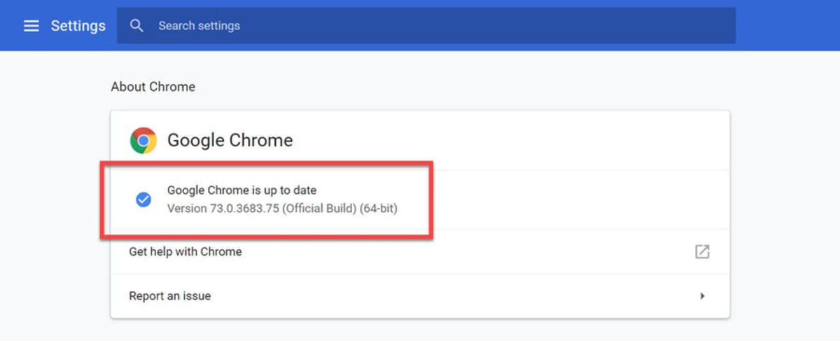 Check whether Google Chrome is up to date. Check whether Google Chrome is up to date.
