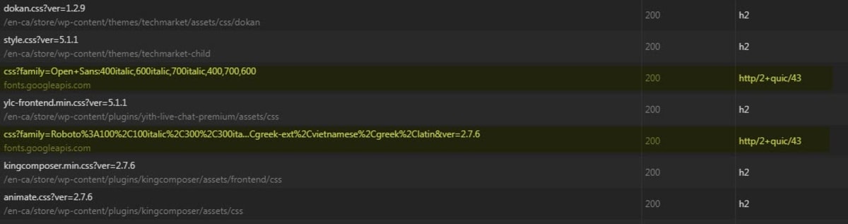 Google Fonts use QUIC. Google Fonts use QUIC.
