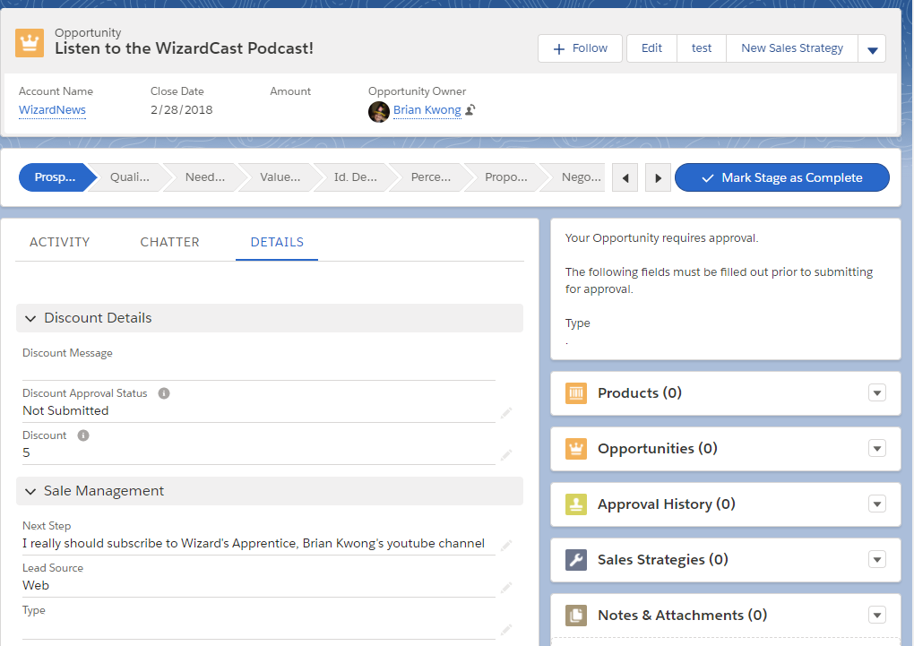 Additional Required Fields