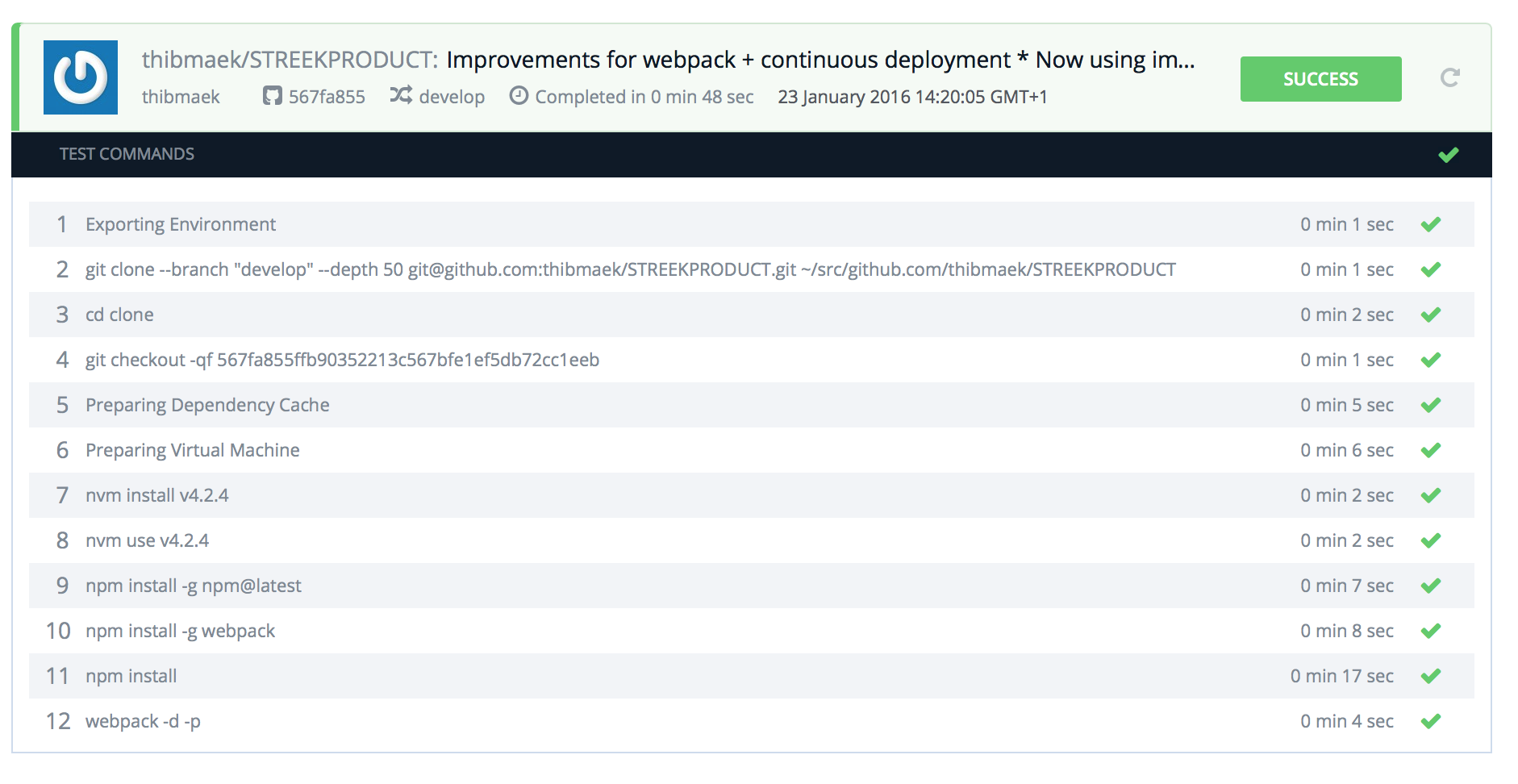 Build activity for Codeship