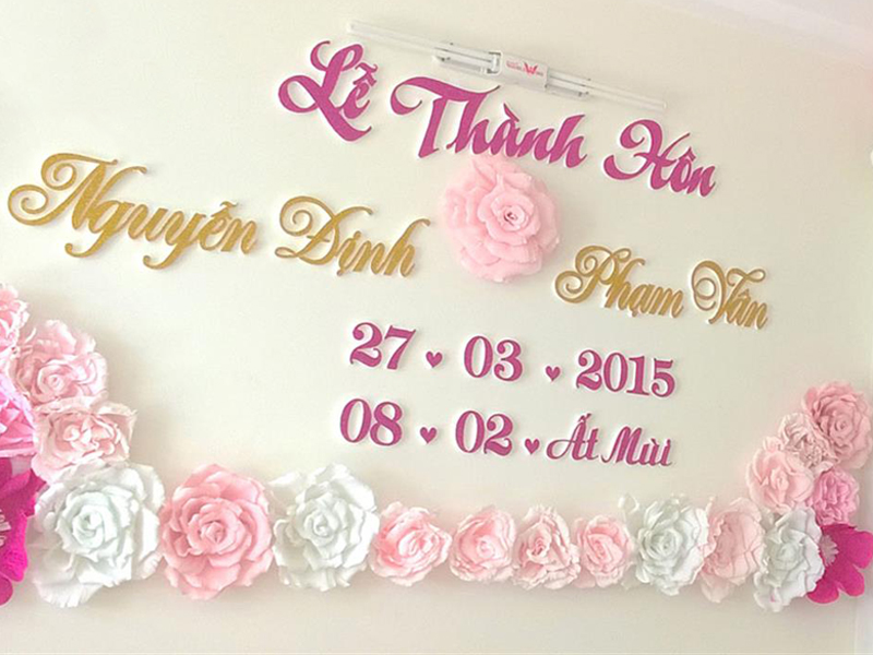 Mẫu phông cưới chữ xốp đơn giản và đẹp