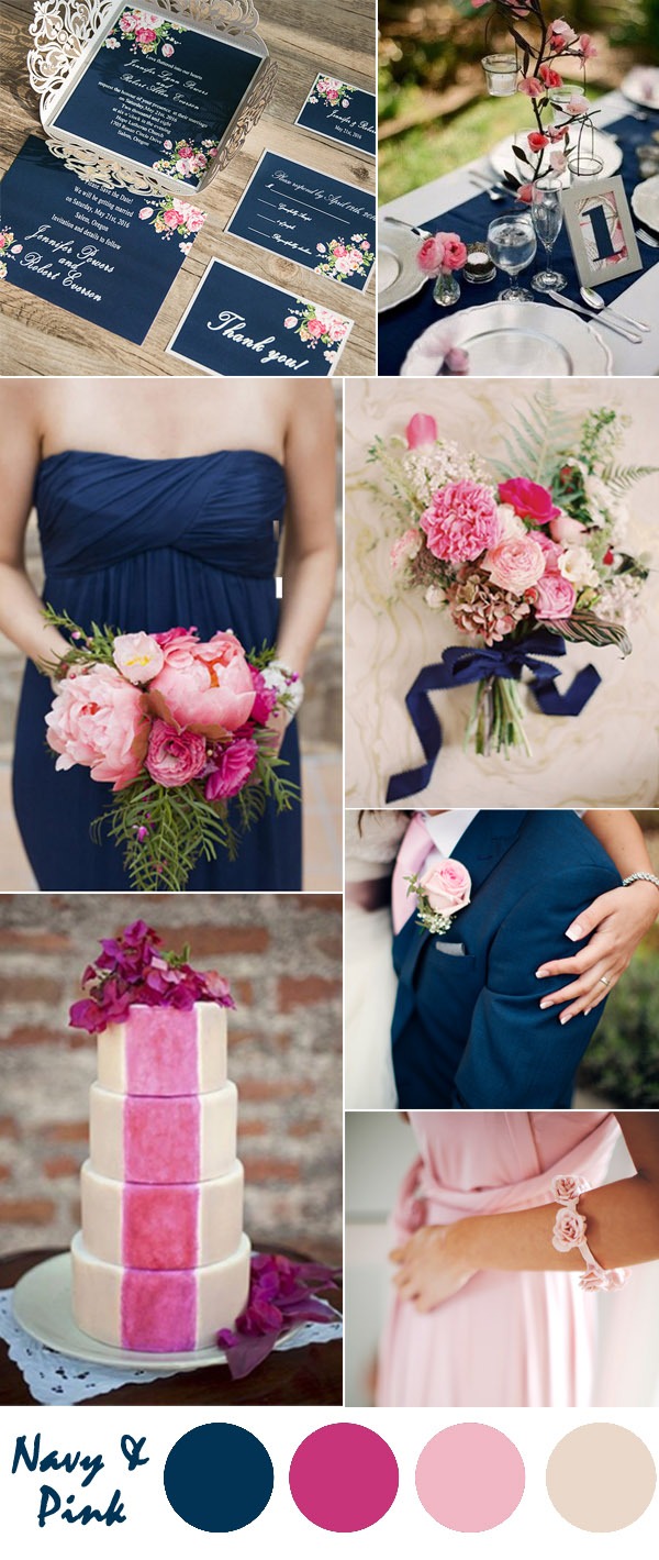 Xanh navy và hồng pastel
