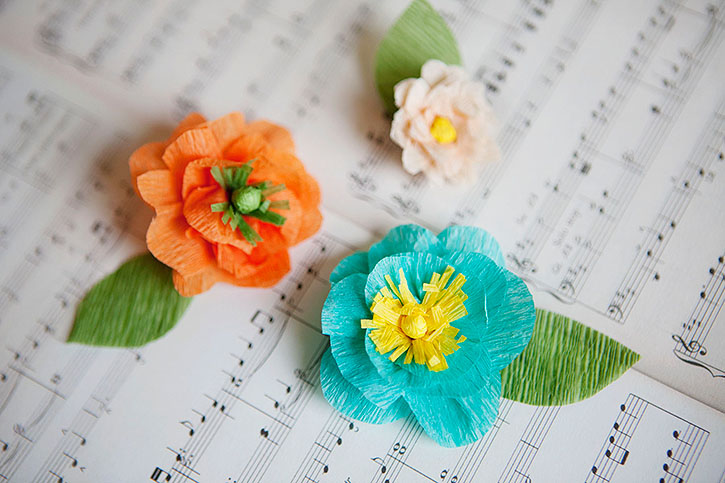 Backdrop hoa bằng giấy nhún