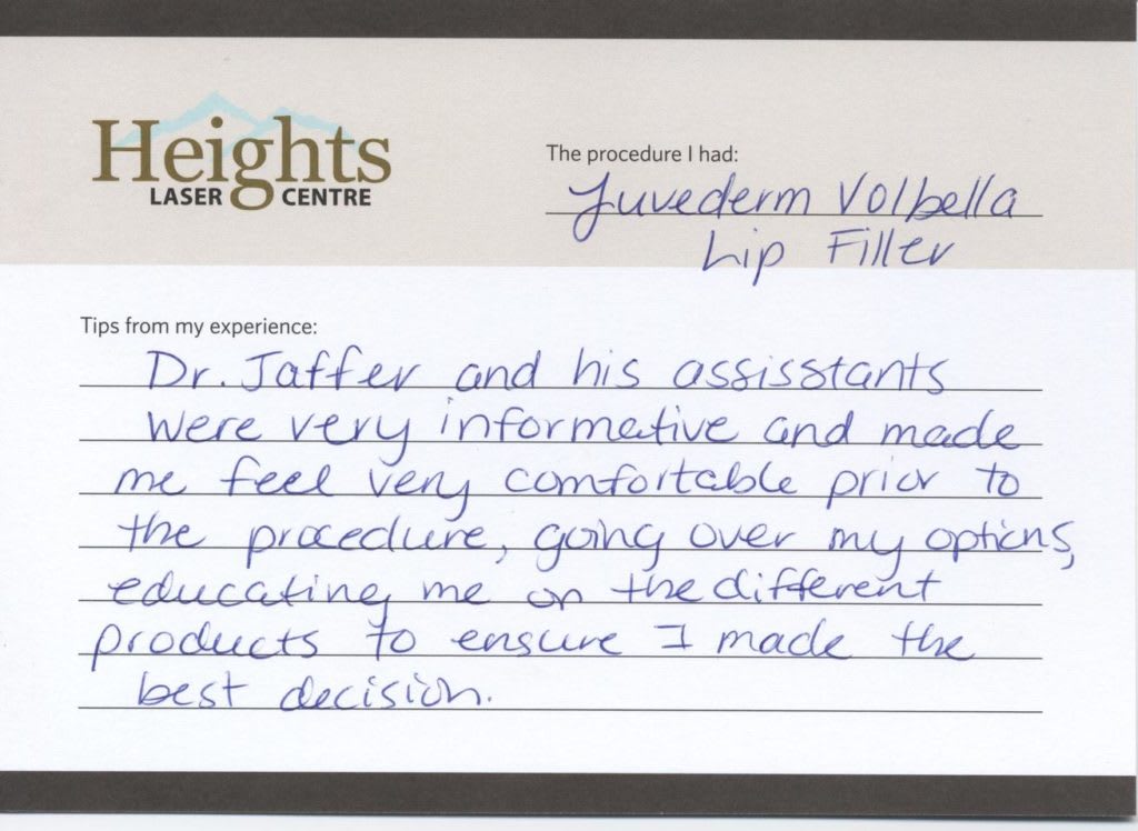 volbella-review heights laser centre medical spa vancouver testimonial