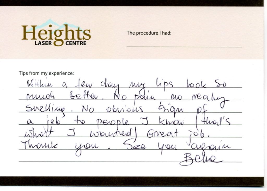 lip-review heights laser centre medical spa vancouver testimonial