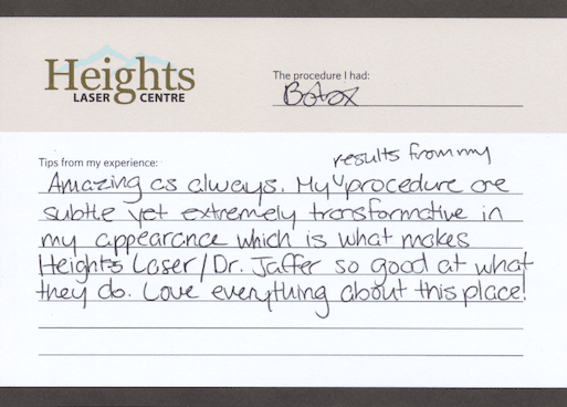 botox-testimonial heights laser centre medical spa vancouver testimonial