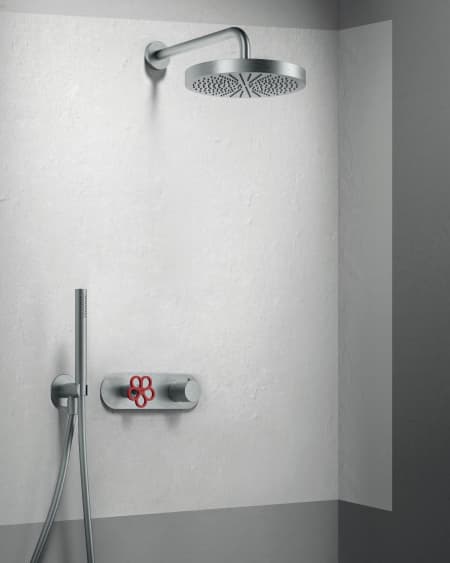 3/4” built-in thermostatic shower mixer - Shower arm - Rain showerhead - Shower set