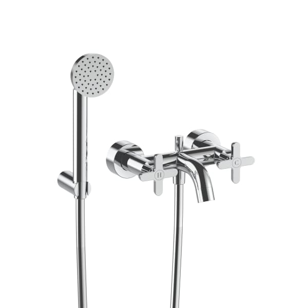 Wall-mount two-handle tub filler