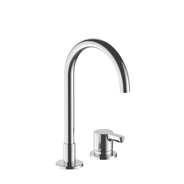Two-hole washbasin mixer with single-control