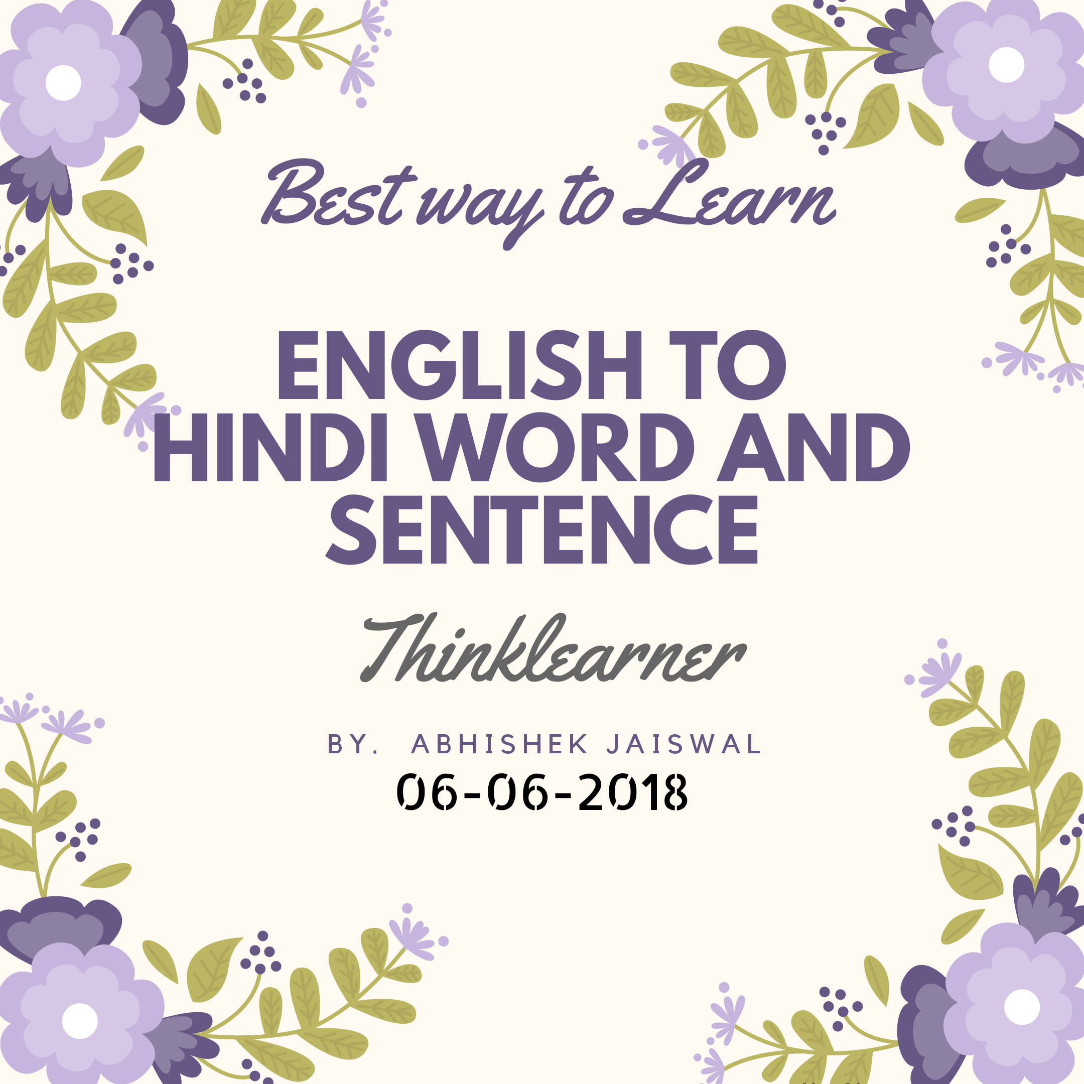 English to Hindi Word and Sentence - Thinklearner