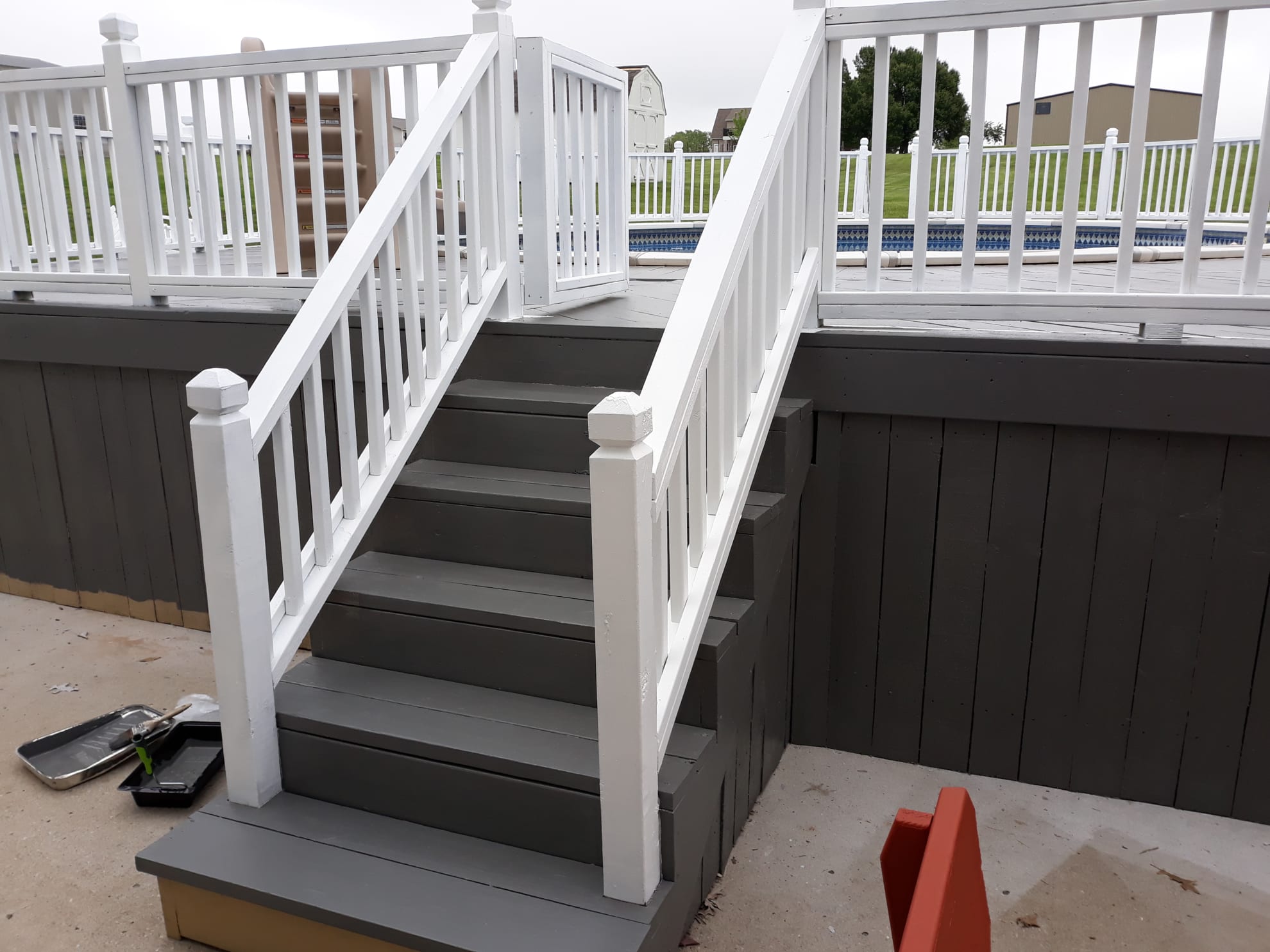 A new deck stairway by the best at Stevens Services.