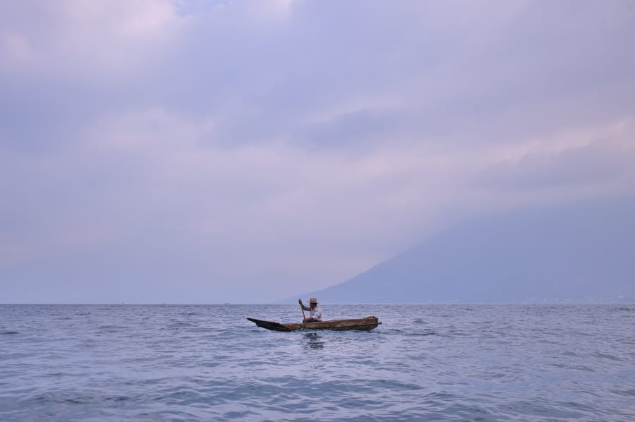 Rowing on Lake Atitlán