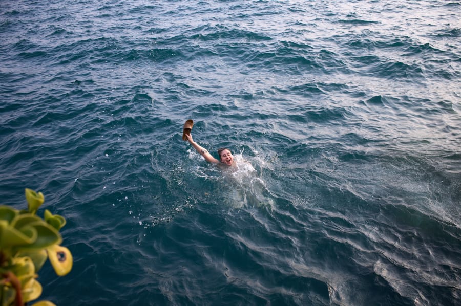 Swimming in Lake Atitlán
